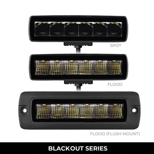 Blackout Series Lights Pair of Sixline LED Flood Light Kit Flush Mount Black Go Rhino-1