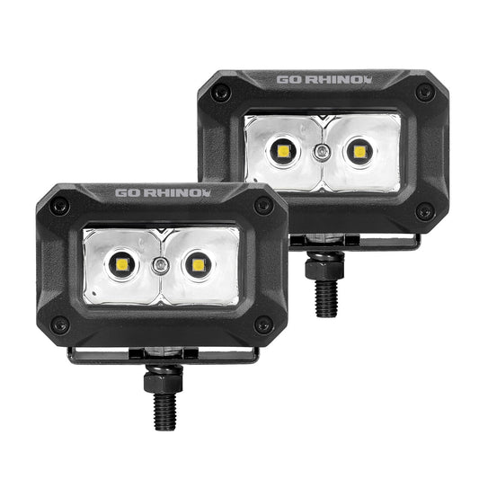 Bright Series Lights Pair of 3x2 Rectangle LED Spot Light Kit Black Go Rhino-1
