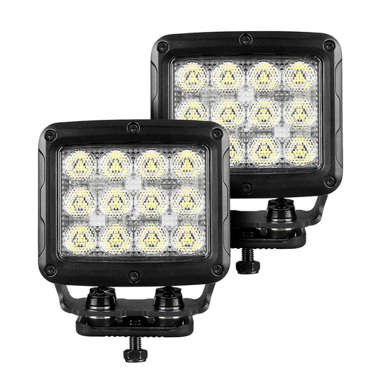 Bright Series Lights 5 Inch Rectangle Single LED Spot Light Kit Black Go Rhino-1