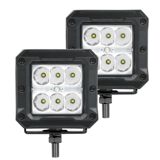 Bright Series Lights Pair of 3x3 Cube LED Spot Light Kit Black Go Rhino-1
