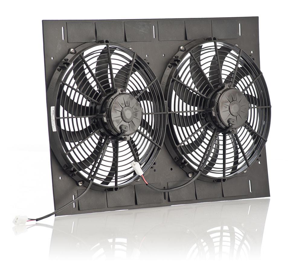 13 Inch Qualifier Euro Black Shroud 27 Inch W x 18 Inch H w/Dual Euro Black High Torque Puller Fans Radiator Be Cool