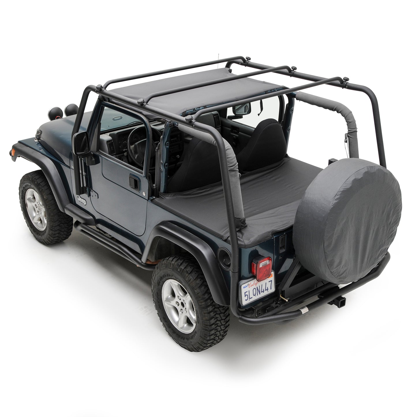 SRC Roof Rack 300 Lb Rating 97-06 Wrangler TJ Black Textured Smittybilt
