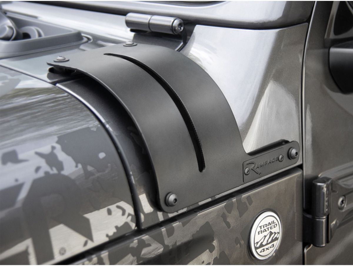Adjustable Cowl Cover/Light Mount for 2020-2021 Jeep Gladiator, 2018-2021 Jeep Wrangler JL, Black Rampage