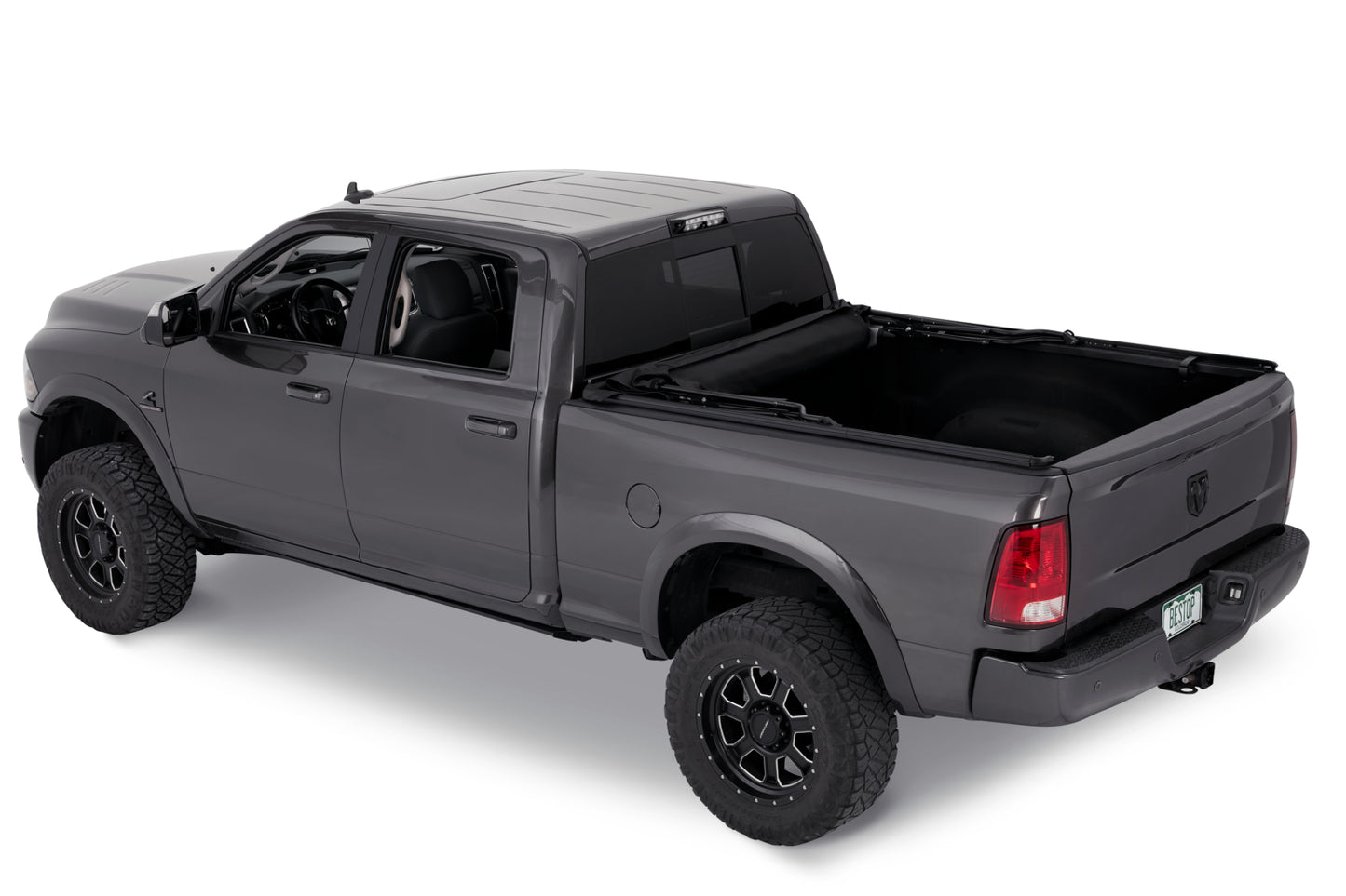 Supertop Truck Bed Cap 2 For Dodge 2009-10 Ram 1500 6.5 Foot Black Diamond PVC Coated Sailcloth No Drill Bestop-4