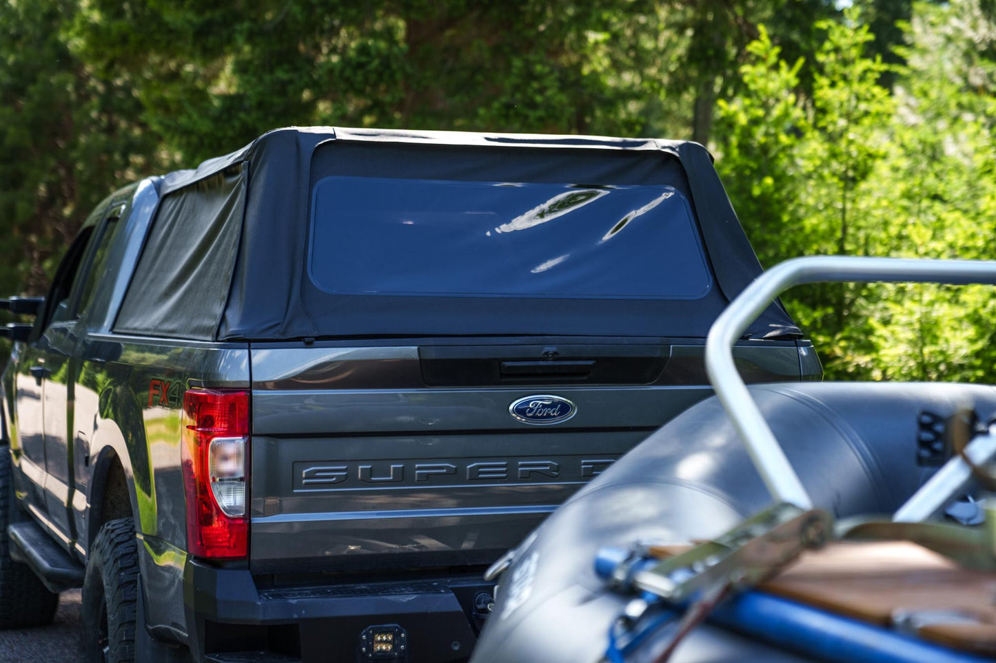 Supertop Truck Bed Cap 2 For Ford 2017-2024 F-250SD/F-350SD 6.8 Foot Black Diamond PVC Coated Sailcloth No Drill Bestop-4