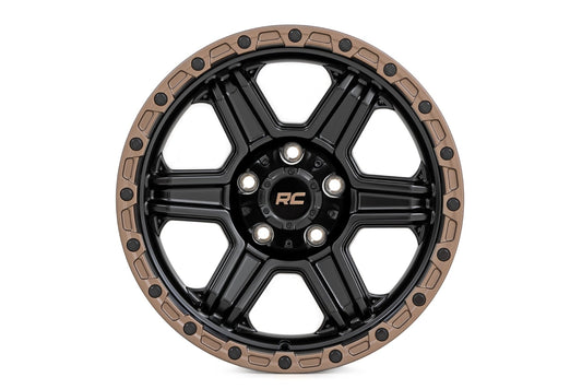 79 Series Wheel One-Piece Semi Gloss Black w/Bronze Ring 17x8.5 Rough Country-1