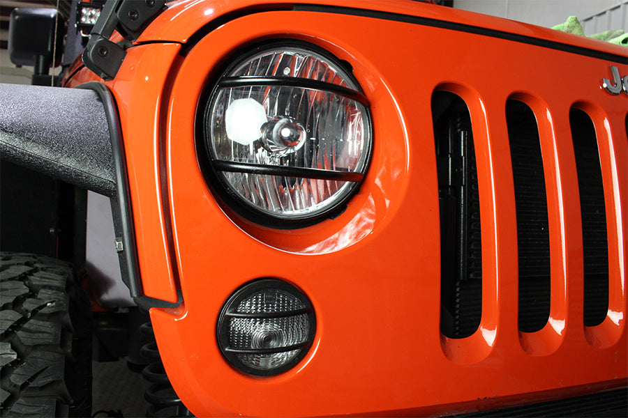 Jeep JK Front Marker Covers Pair 07-18 Wrangler JK Textured Black Kentrol-7