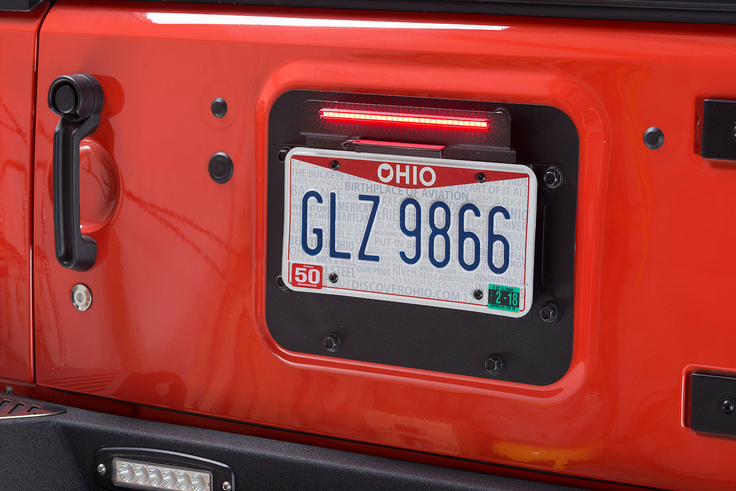 Jeep JK BackSide License Plate Mount with LED's 07-18 Wrangler JK Textured Black Kentrol-8