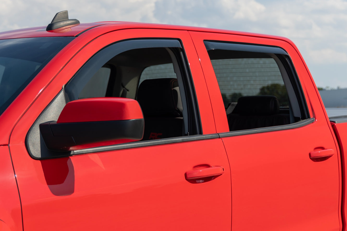 Side Window Deflectors In Channel Rain Guard Silverado/Sierra 1500/2500HD/3500HD 2WD/4WD Rough Country-5