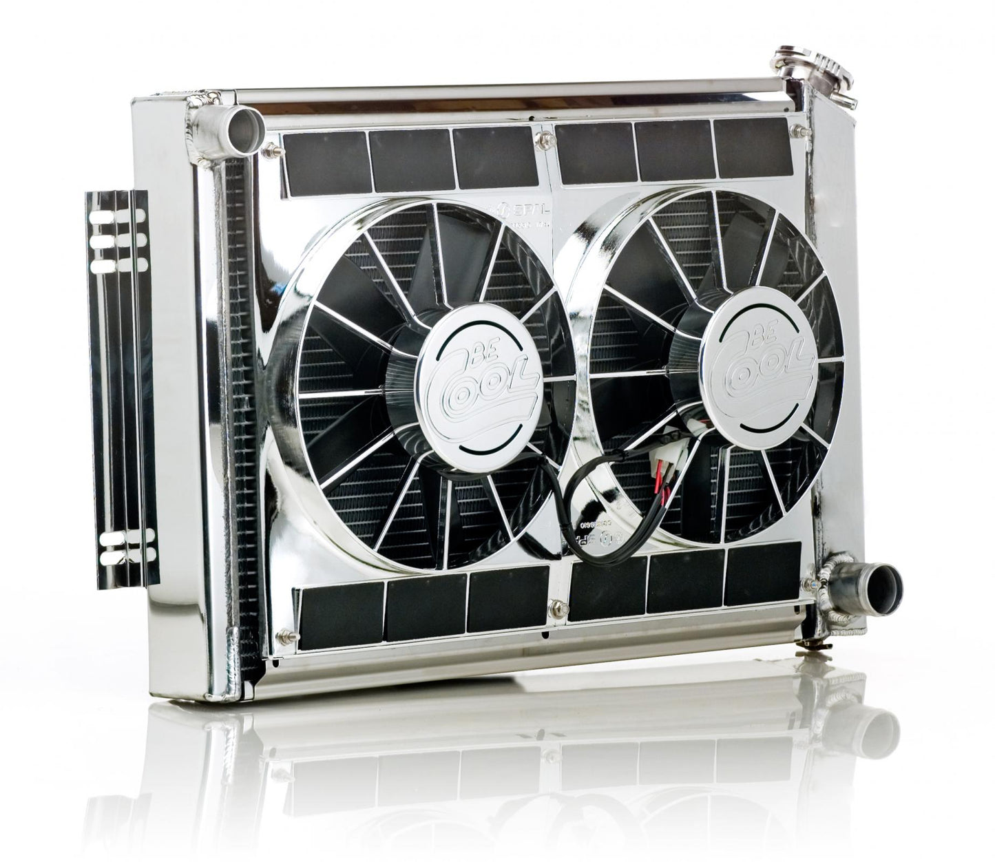 Downflow Radiator Module Factory-Fit Polished Finish Show and Go for 63-66 Chevrolet/GM 1/2, 3/4, 1 Ton Pickups/Suburban/Panel Delivery w/Std Trans Radiator Be Cool