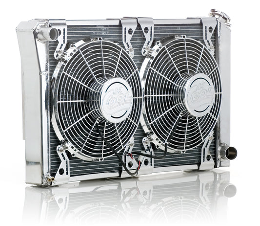 Radiator Module Direct-Fit Polished Finish Show and Go for 40-42 Willys Passenger Water Pump Outlet Radiator Be Cool-1