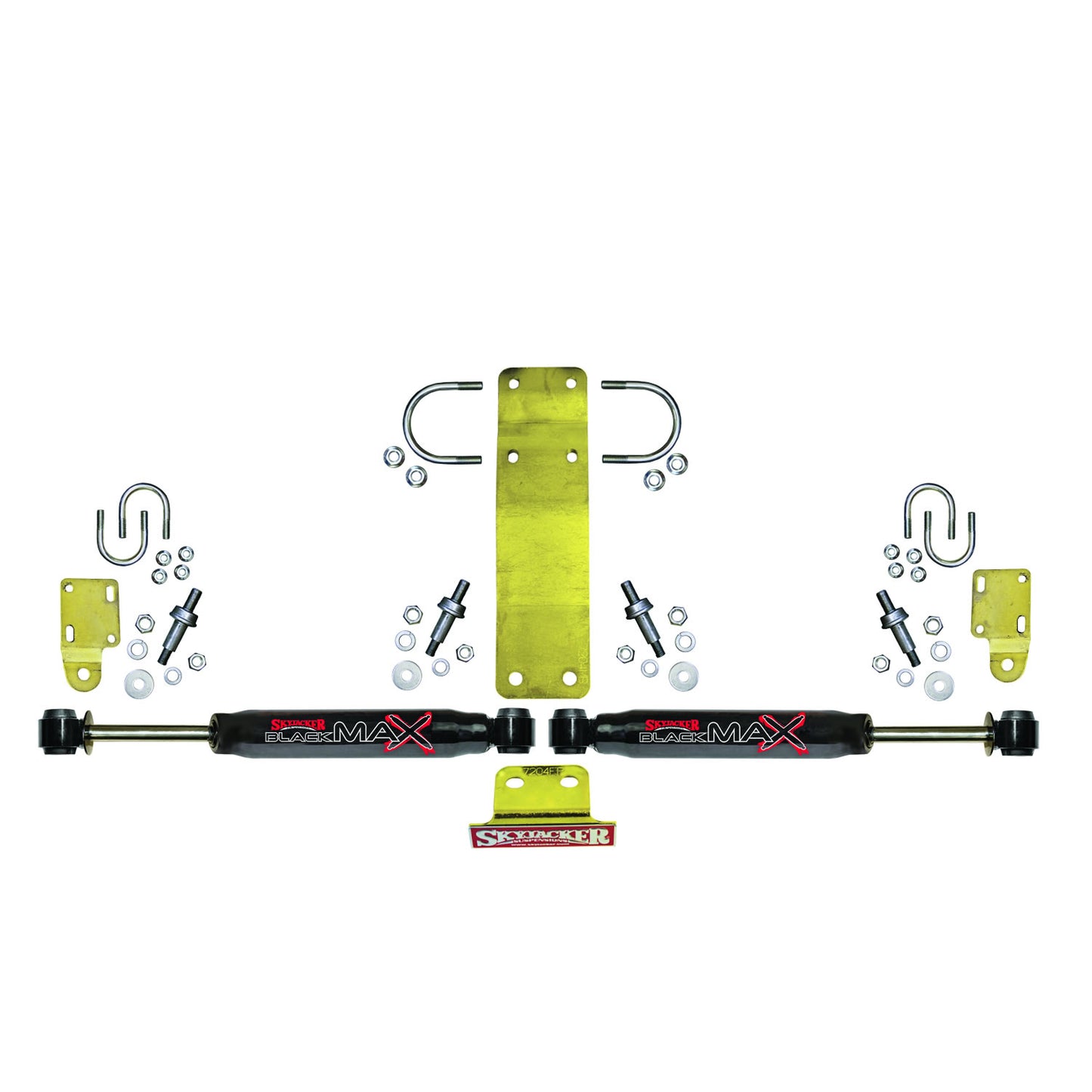 Steering Stabilizer Dual Kit Incl. Black Max Steering Dampners Brackets Hardware For Use w/OEM Diameter Tie Rod Black Skyjacker