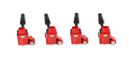 Coil Blaster Series GM 4-Cyl Engines Red 4-Pack 2013-Present GM Vehicles 2.0L Turbo/2.5L Non-Turbo 4-Cylinder MSD Ignition-1