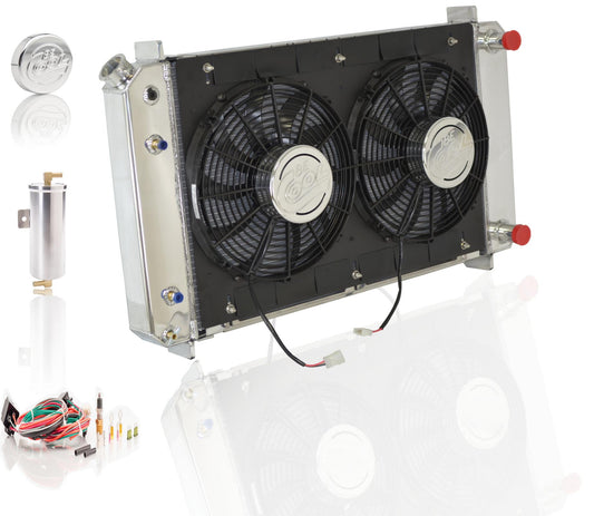 Radiator Module Direct-Fit Polished Finish for 73-87 Chevrolet/GMC C/K 1/2, 3/4, 1 Ton Pickups w/Auto Trans Radiator Be Cool-1