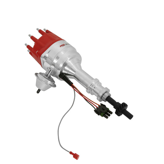 Ford 351C-460 Ready-To-Run Pro-Billet Distributor Steel Gear Ready-To-Run Distributors Include A Built-In Module. No Control Required. Includes An Steel Gear And A Rev Limiter MSD Ignition-1