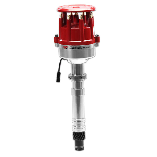 Pro-Billet Small Diameter Chevy Distributor The Smallest Diameter Distributor Made By For Tight Clearances. This Magnetic Pickup Distributor Measures 1/2 Smaller In Diameter And Over 1 Inch Shorter Than Standard Distributors MSD Ignition-1