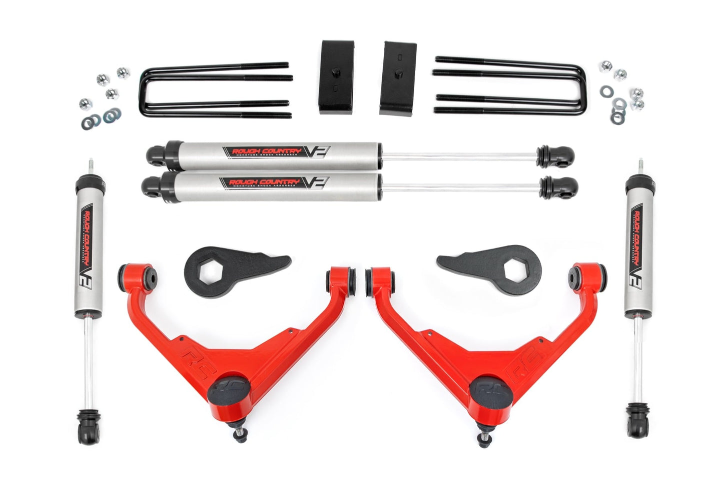 3 Inch Lift Kit V2 FK/FF Red Silverado/Sierra 2500HD/3500HD/Suburban 2500/Yukon XL 2500 (01-10) Rough Country