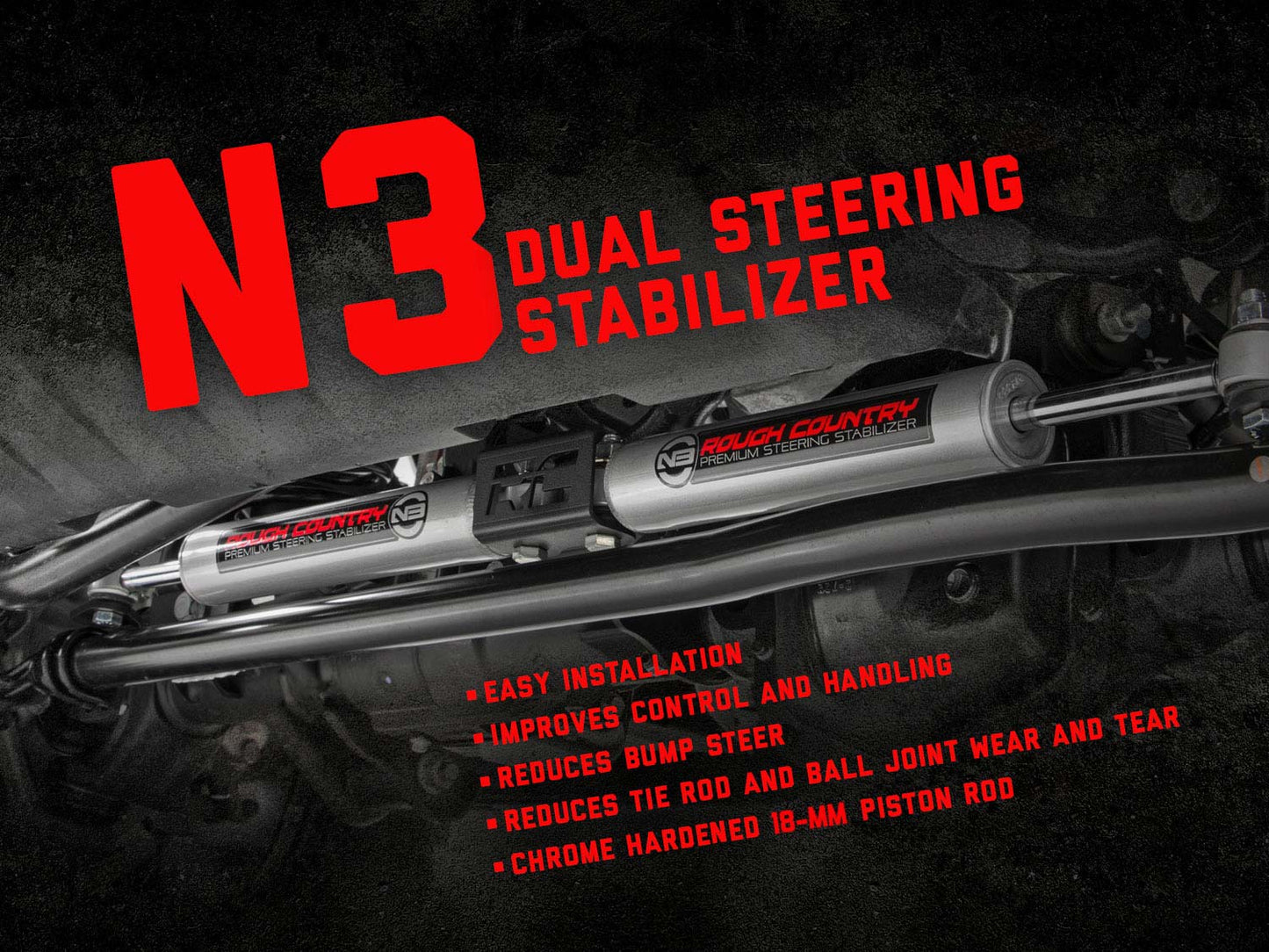 N3 Steering Stabilizer Dual Toyota 4Runner/Truck 4WD (1986-1995) Rough Country-2