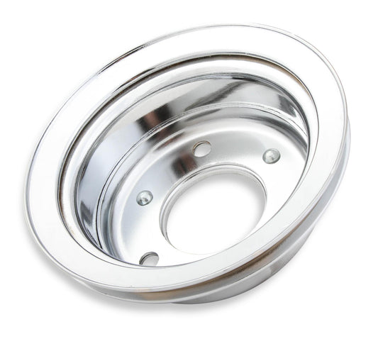 Chrome Crankshaft Pulley Single Groove Fits 1965-1968 Ford 289/302 Mr Gasket-1