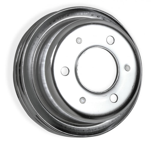 Chrome Crankshaft Pulley Double Groove Fits 1965-1968 Ford 289/302 Mr Gasket-1