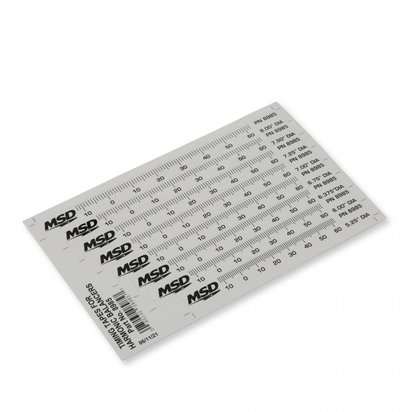 Timing Tape Harmonic Balancer 5.25 Inch To 8.00 Set Of 8 Multiple Sizes 1 Degree Increments From 14 Degrees Atdc 64 Degrees Btdc MSD Ignition-4