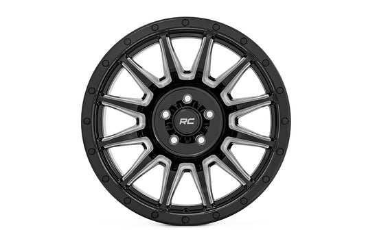 90 Series Wheel One-Piece Gloss Black w/machined spokes 18x9 Rough Country-1