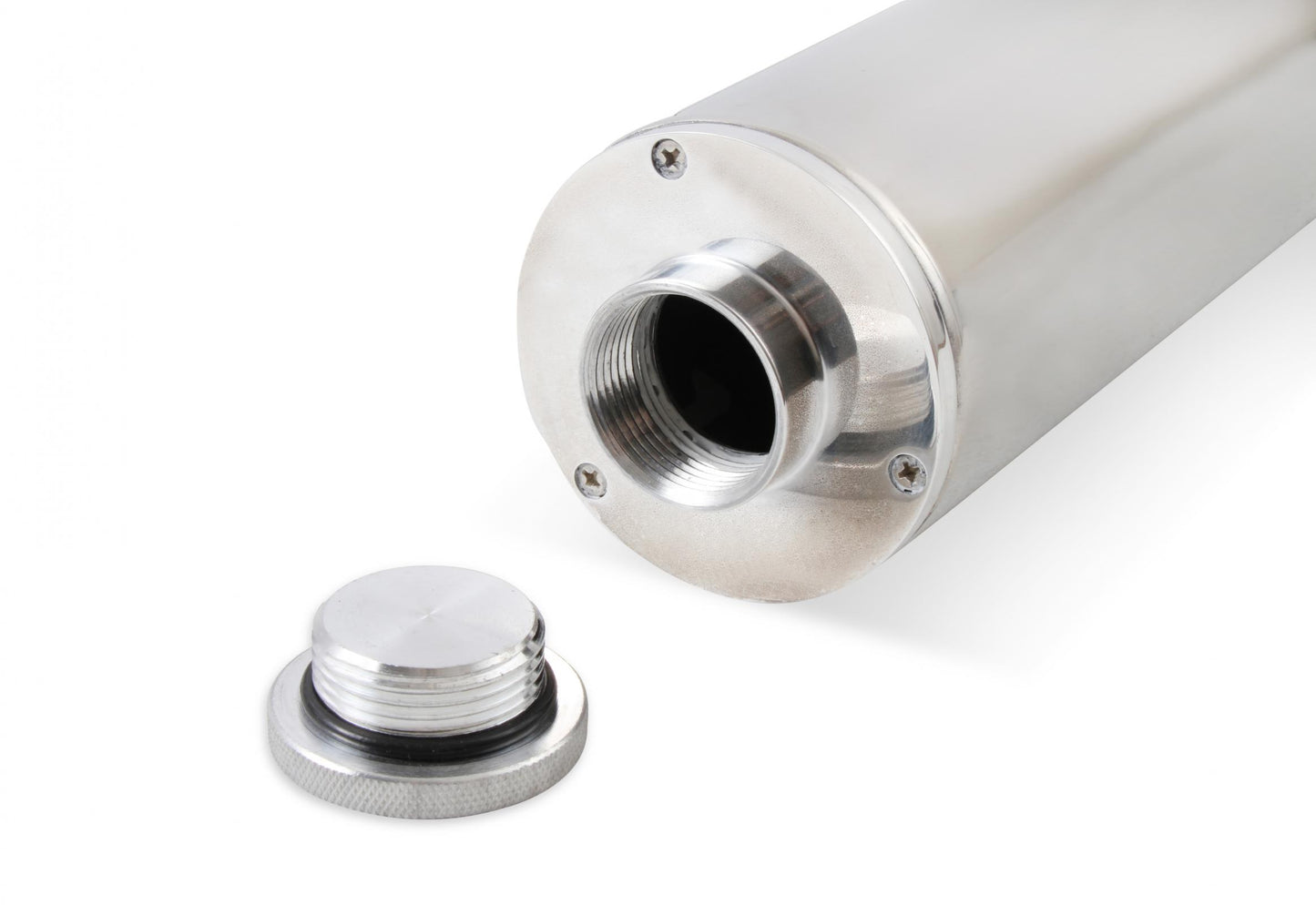 Overflow Tank 3 Inch Diameter 10 Inch Height Polished Stainless Steel Polished stainless steel overflow and recovery tank Mr Gasket-5