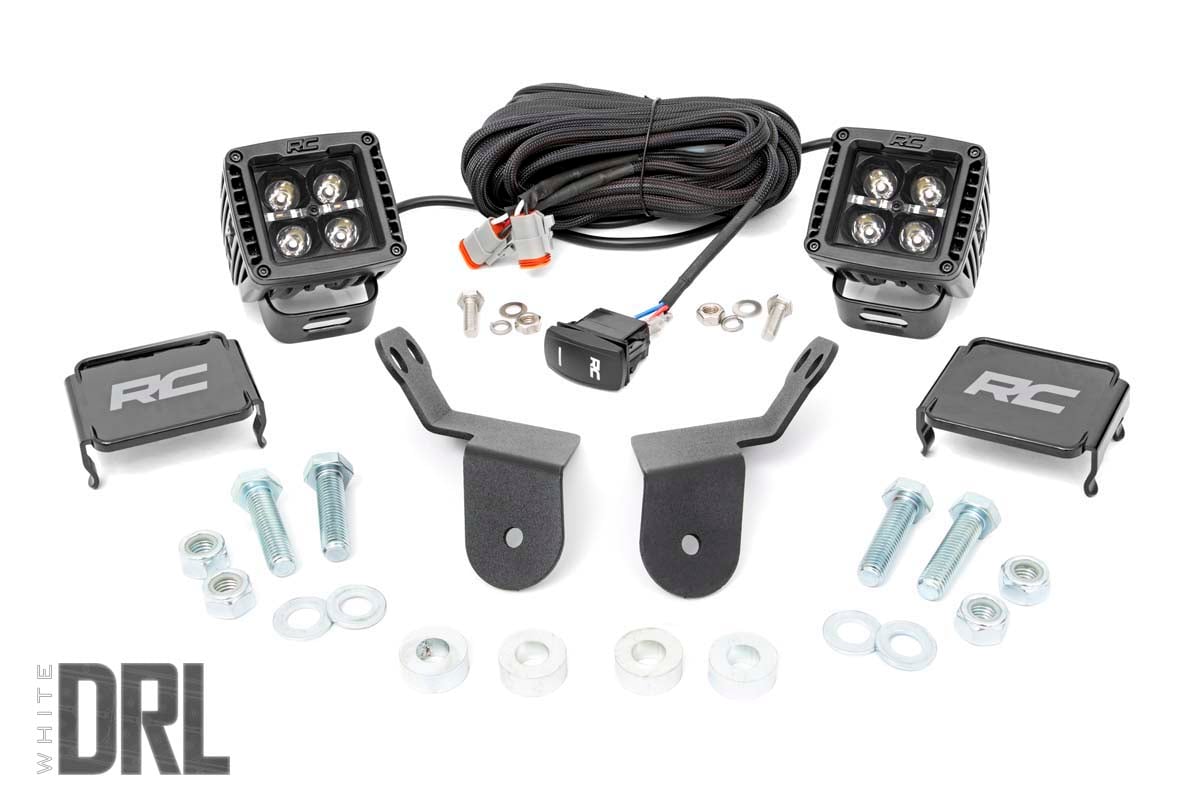 LED Light Kit | Cage Mount | 2" Black Pair | White DRL | Honda Pioneer 1000-5 Rough Country