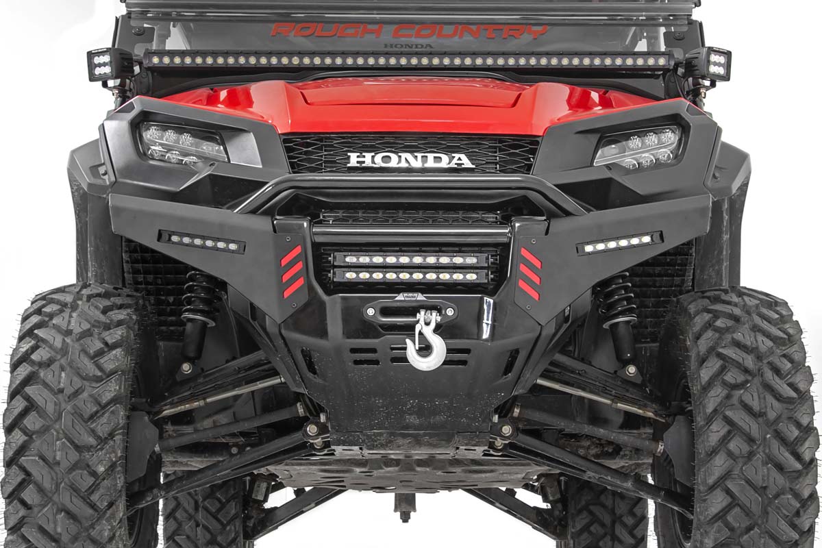 Rough Country Honda Front Bumper Panels w/ 6.0 Inch LED Light Bars 16-20 Pioneer 1000 w/ Factory Stinger Rough Country