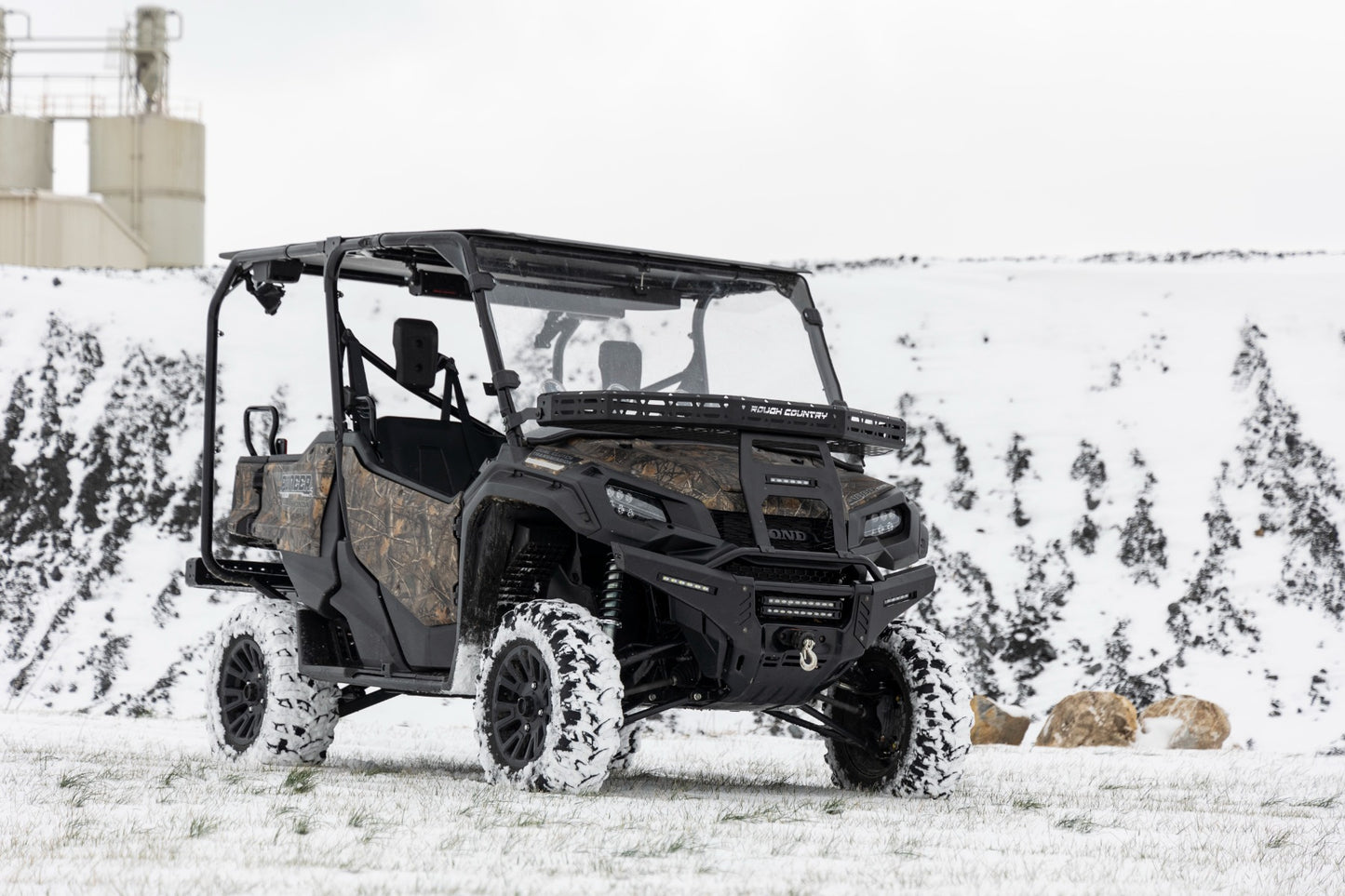 Front Cargo Rack Black Series LED 6 Inch Light Slim Line Honda Pioneer 1000 Rough Country-5