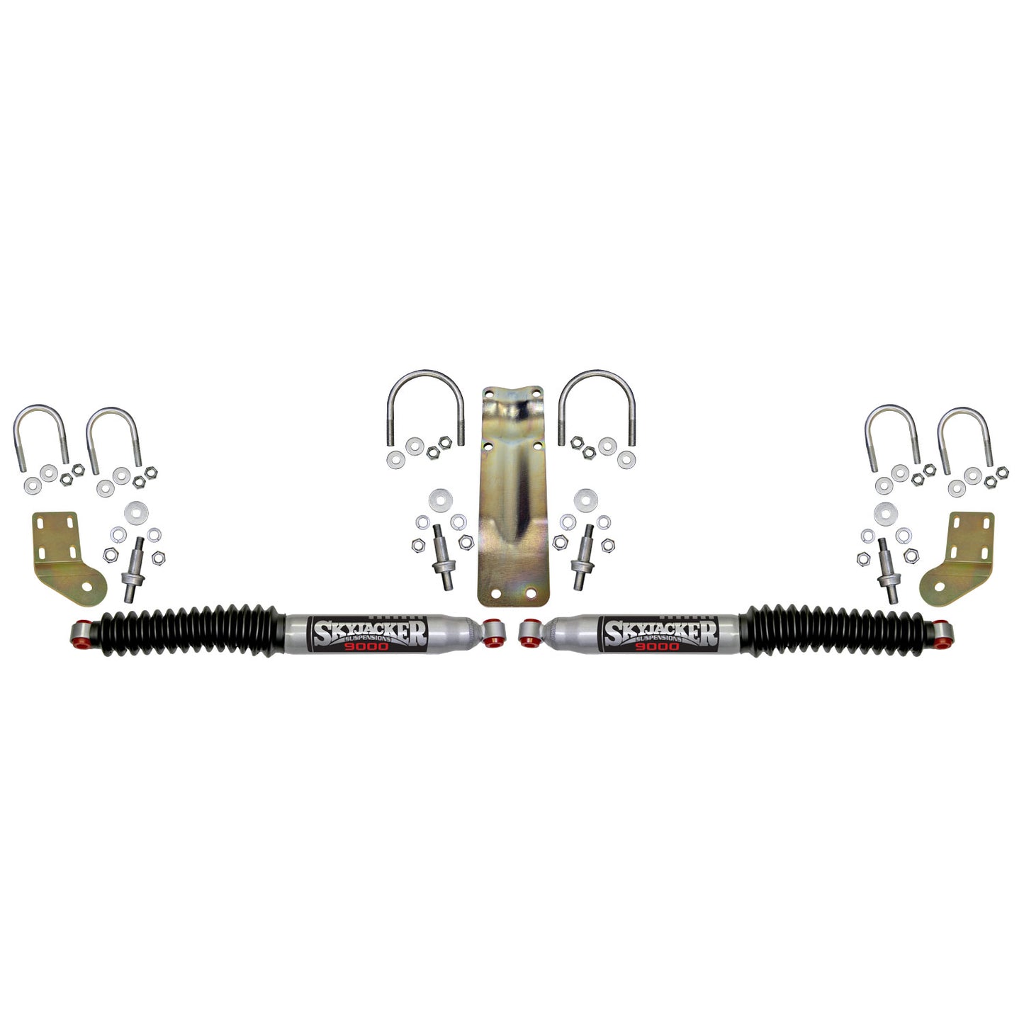 9000 Dual Steering Stabilizer Kit With Silver Cylinders and Black Boots 2005-2023 Ford F250/F350 Super Duty Skyjacker