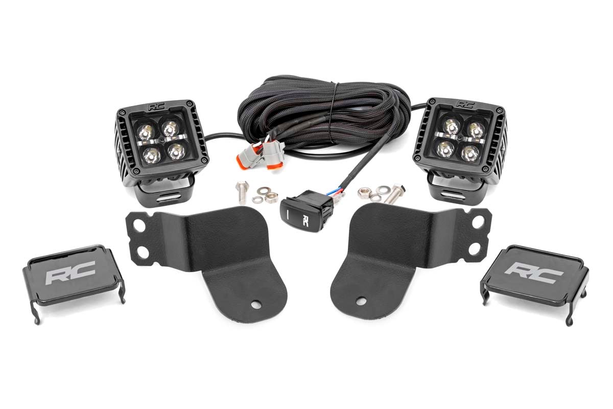 LED Light Kit | Cage Mount | 2" Black Pair | White DRL | Polaris General XP 4 1000 Rough Country