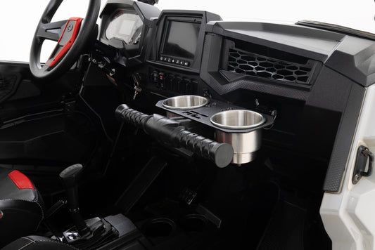 Passenger Grip Handle Dual Cup Holder Polaris RZR 4 900/RZR S 1000 Rough Country-1