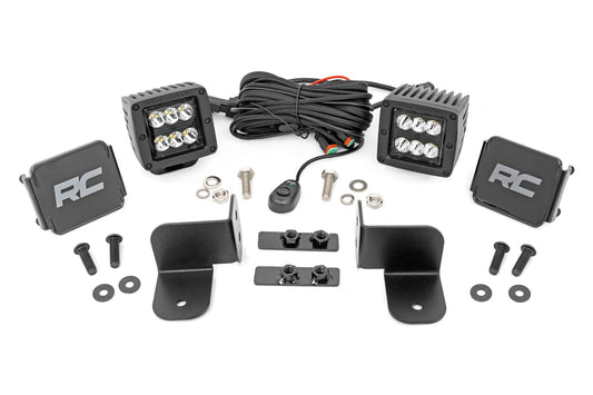 LED Light Kit Rear Mount 2 Inch Black Pair Spot Polaris Ranger XP 1000 Rough Country-1