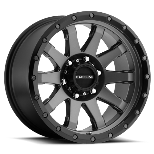 Aluminum 20x10 Clutch 934G Gunmetal Gray Raceline Wheels-3