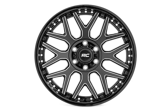 95 Series Wheel Machined One-Piece Gloss Black 22x10 6x135 -19mm Rough Country-1