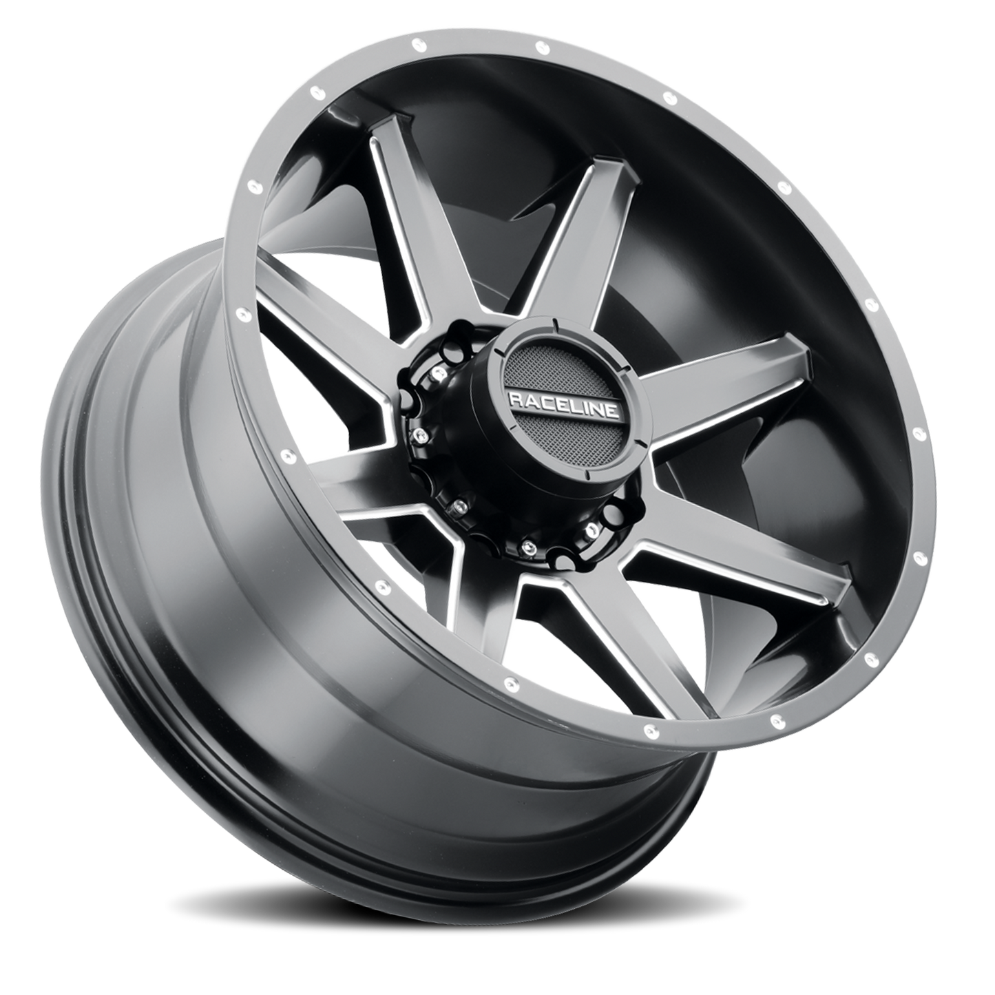 Aluminum 22x12 Stryker 954M Satin Black Milled-Dimples Raceline Wheels-9