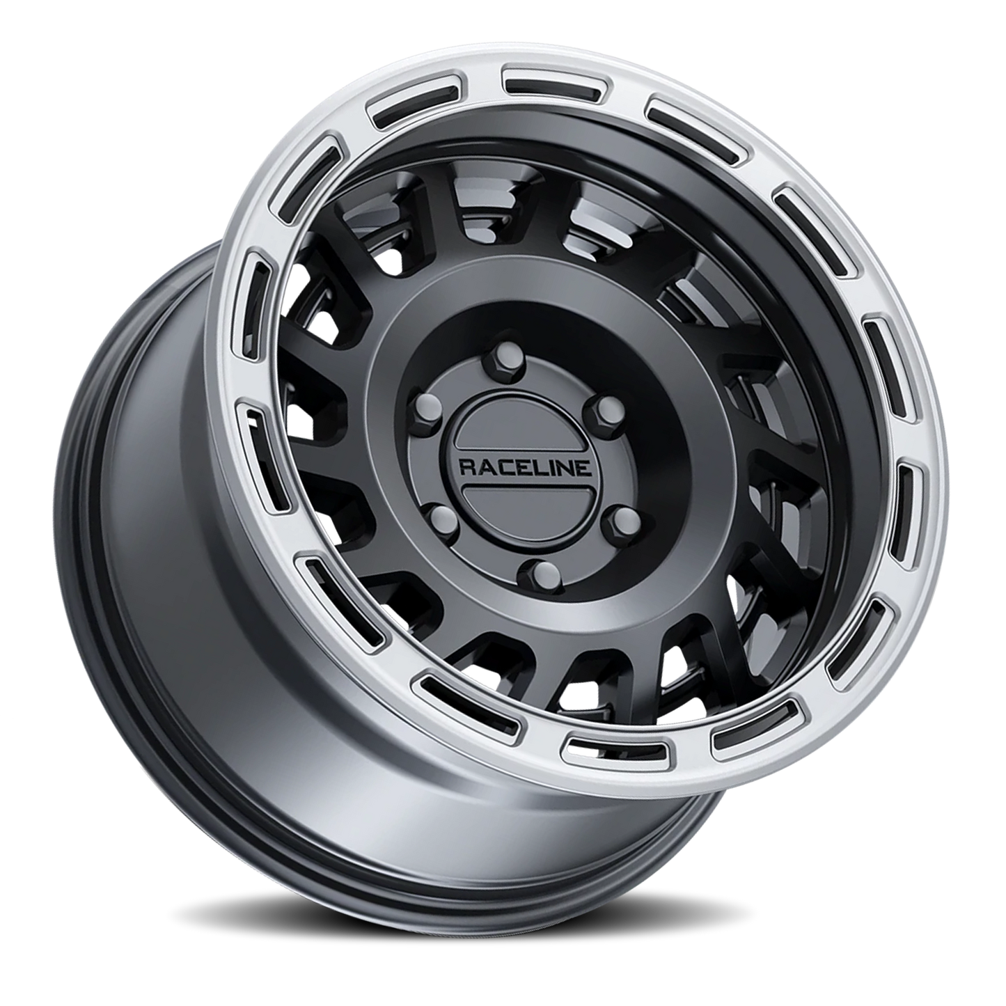 Aluminum 17x8.5 Halo 957BS Satin Black Silver Ring Raceline Wheels-7