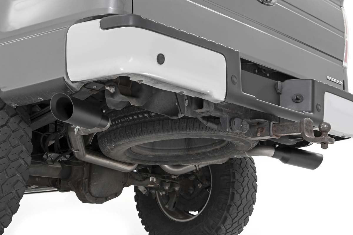 Rough Country Dual Cat-Back Exhaust System w/Black Tips 09-14 F-150 V8-4.6L, 5.0L, 5.4L Rough Country