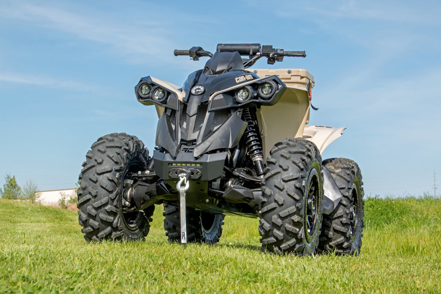 Winch Bumper 4500-Lb Winch Black Series LED 6 Inch Light Can-Am Renegade 1000/Renegade 500 Rough Country-5