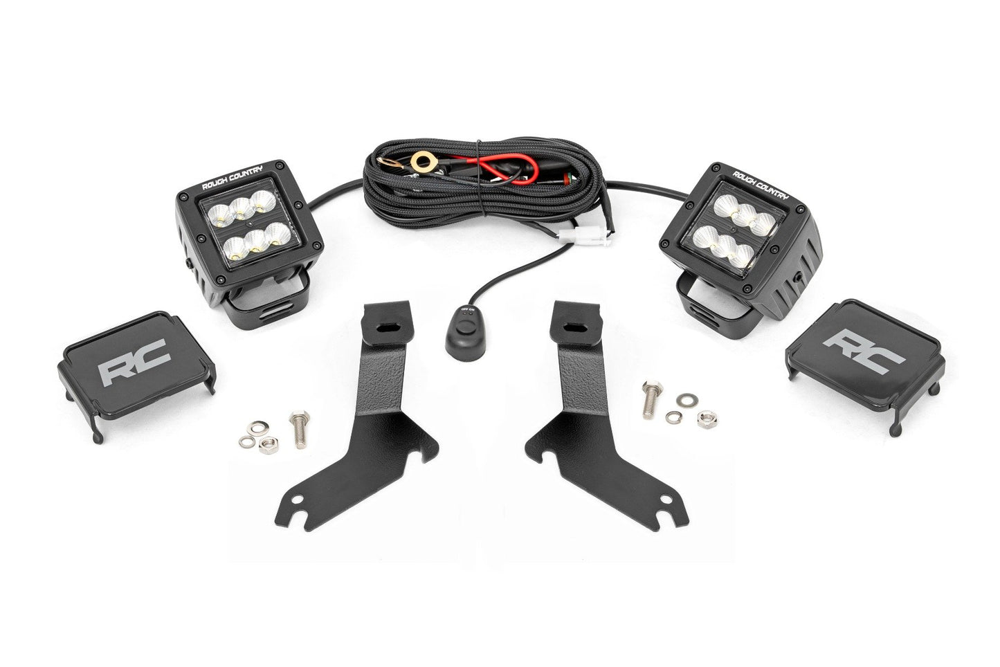 LED Light Kit | Ditch Mount | 2" Black Pair | Flood | Chevy Silverado 1500 (99-06) Rough Country