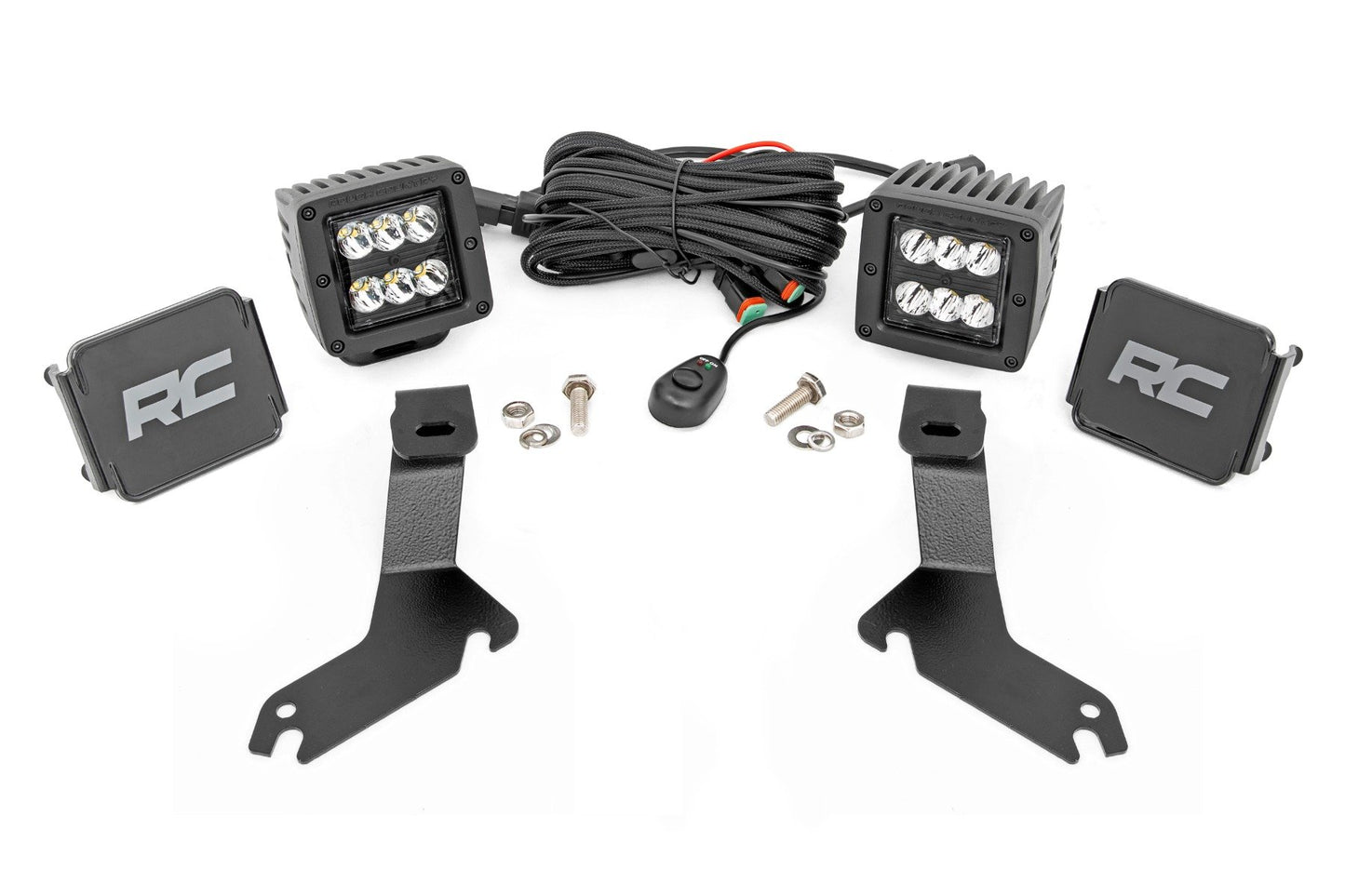 LED Light Kit | Ditch Mount | 2" Black Pair | Spot | Chevy Silverado 1500 (99-06) Rough Country