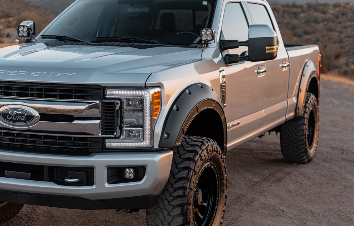 Defender Pocket Fender Flares Agate Black Ford Super Duty (17-22) Rough Country-4