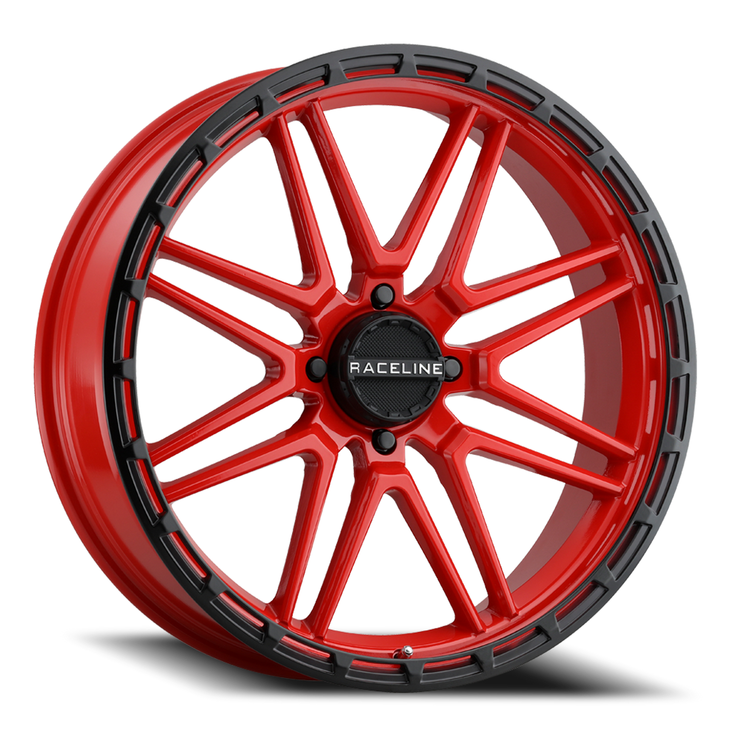 Raceline Wheels Aluminum Wheels 18x7 Krank XL UTV A11R Red Satin Black Bead Ring Raceline Wheels