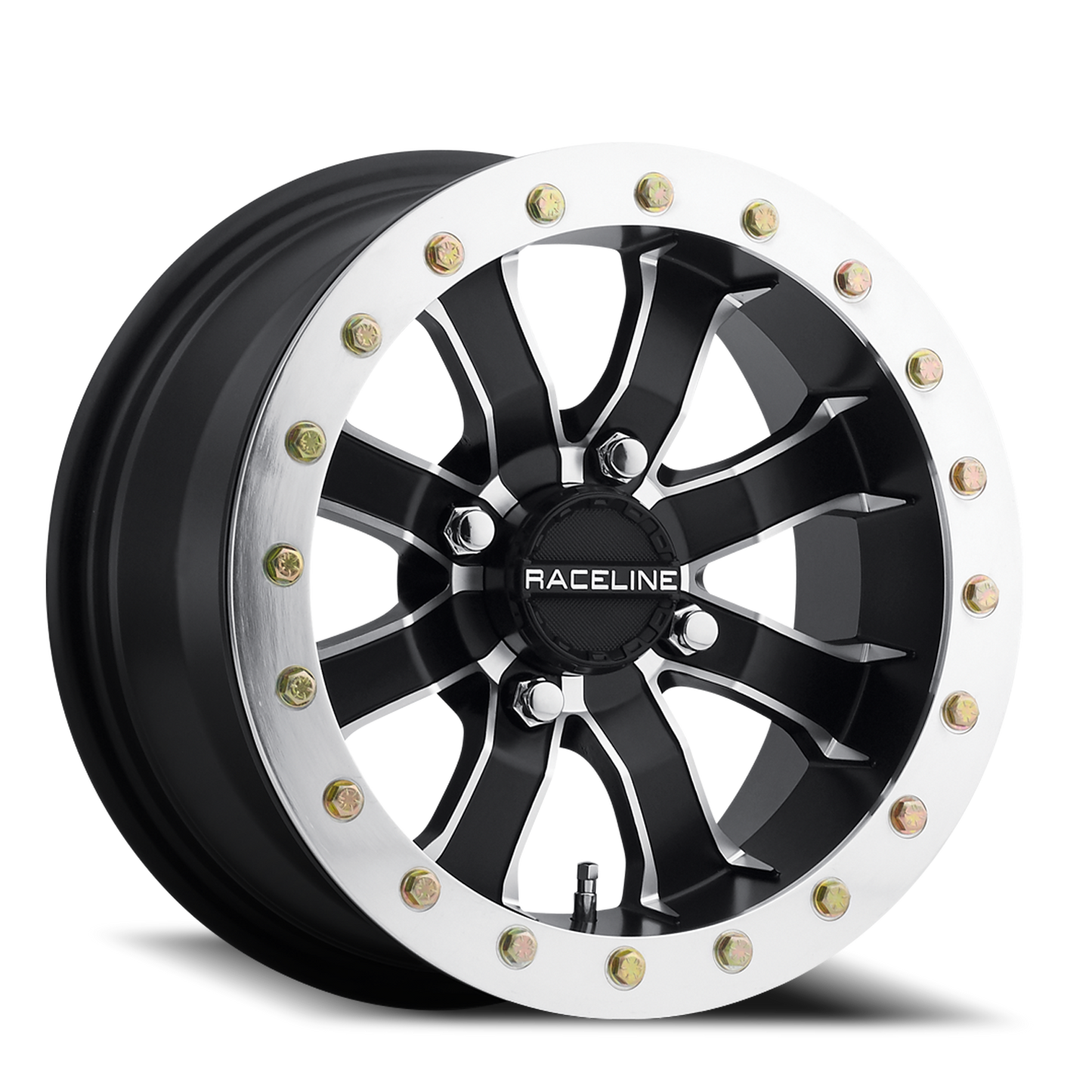 Aluminum 14x10 Mamba Beadlock UTV A71 Satin Black Machined Lip Raceline Wheels-2