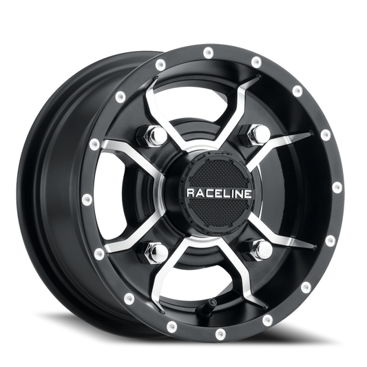 Aluminum 12x7 Mamba UTV A77 Satin Black Machined Spokes Raceline Wheels-1