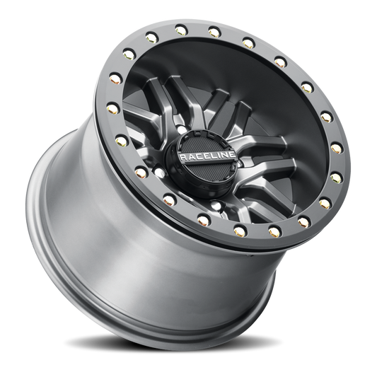 Aluminum 15x7 Ryno Beadlock UTV A91G Matte Dark Gunmetal Grey Raceline Wheels-1