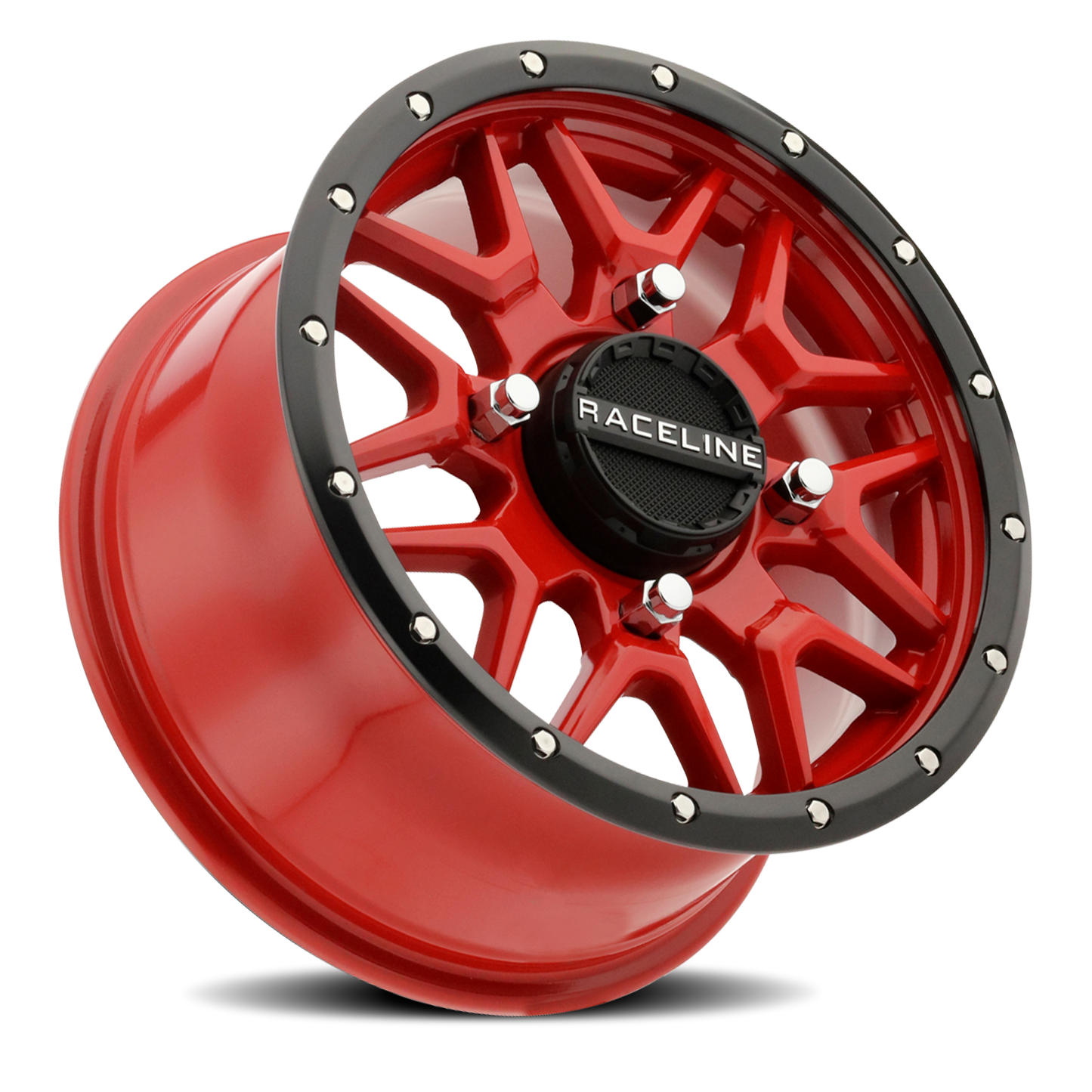 Raceline Wheels Aluminum Wheels 14x7 Krank Simulated Beadlock UTV A94R Red Raceline Wheels
