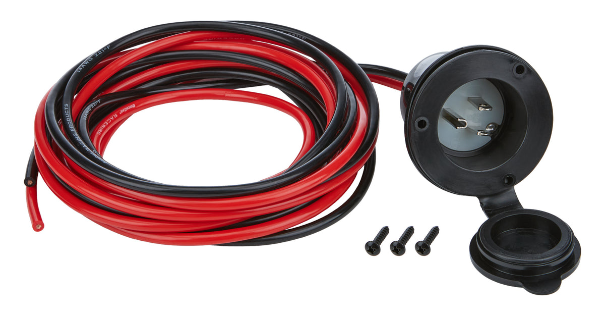 Accessory Plug-In 110V Flange Mount Covered Housing / Wiring Harness 3-Prong Male Socket Each Allstar Performance