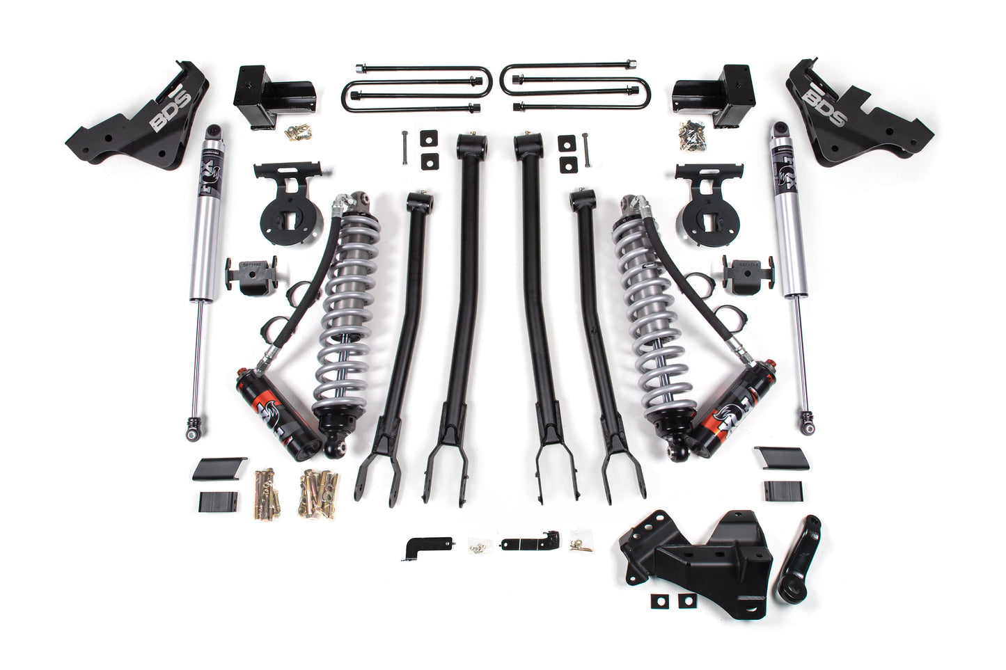 20-22 Ford F-450 4WD 4 Inch 4-Link Lift Kit, 3.5 Inch Rear, Block - Fox 2.5 Performance Elite Series C/O Front, Fox 2.5 IFP Performance Series Rear BDS Suspension